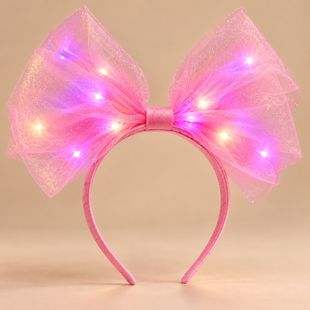 Lichtgevende Strik Haarband – Roze – De HaarBoetiek