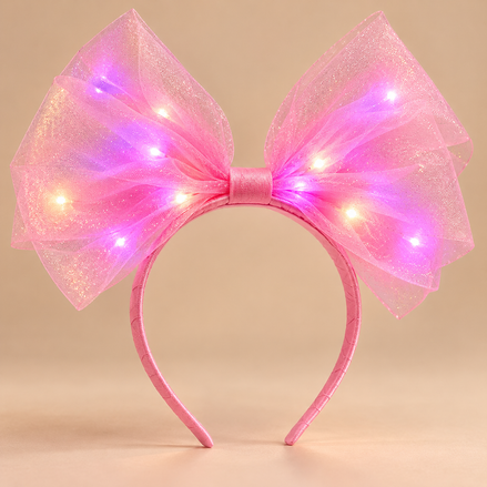 Lichtgevende Strik Haarband – Roze – De HaarBoetiek