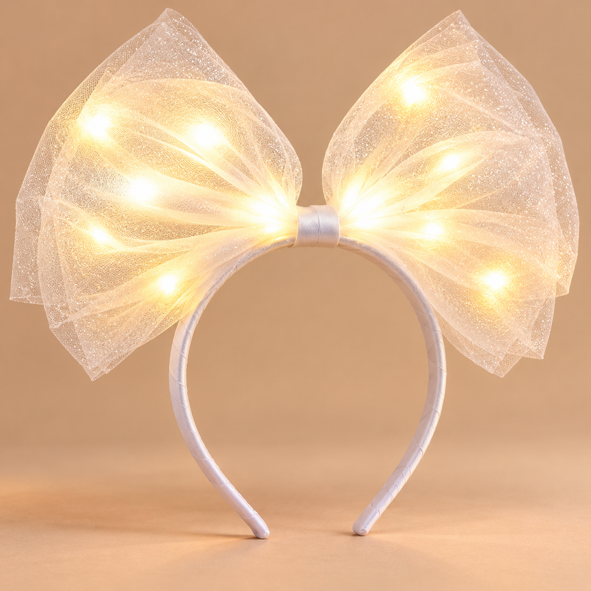 Lichtgevende Strik Haarband – Wit – De HaarBoetiek