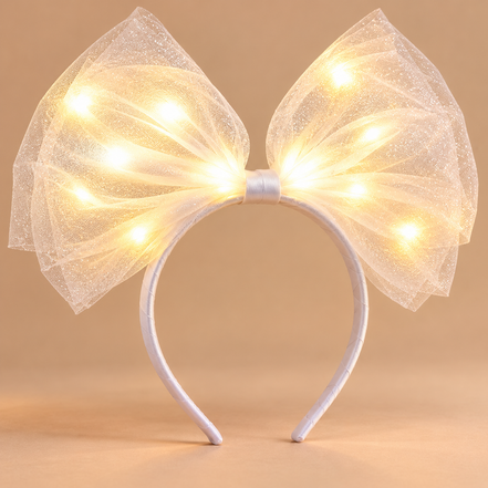 Lichtgevende Strik Haarband – Wit – De HaarBoetiek
