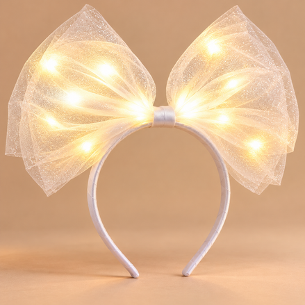Lichtgevende Strik Haarband – Wit – De HaarBoetiek