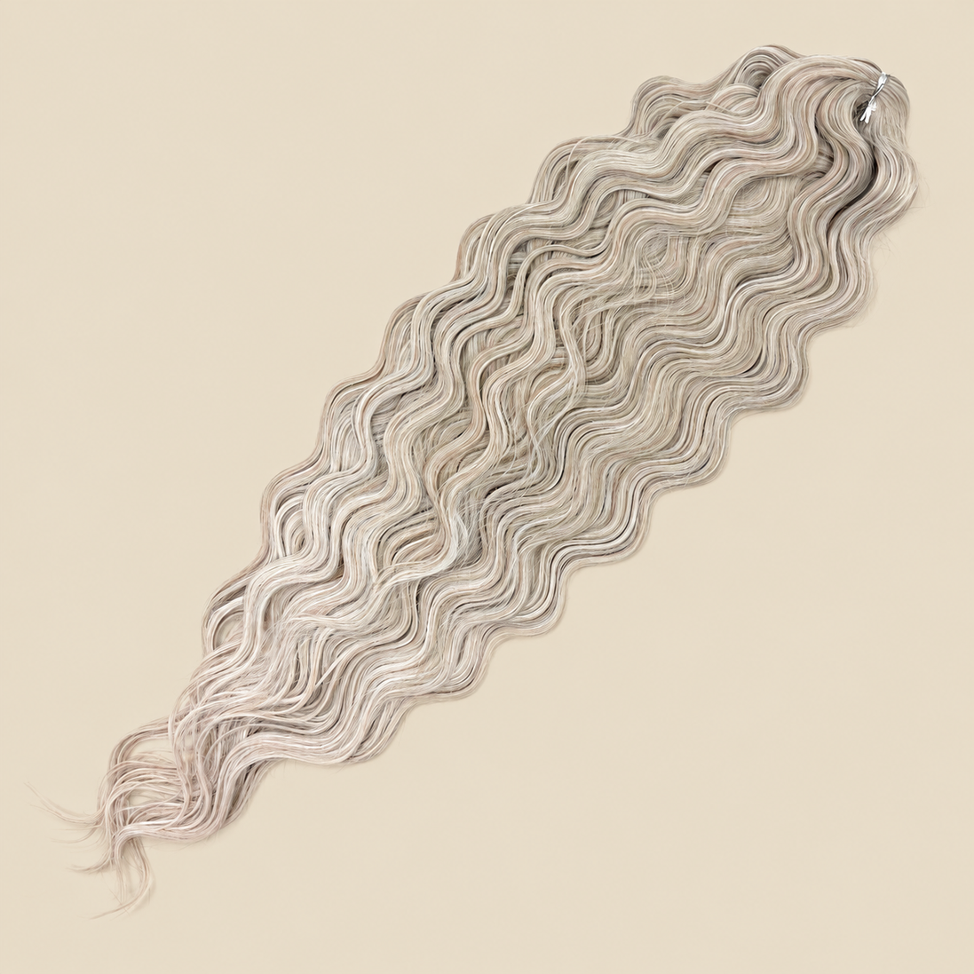 Lucy Golvend Invlechthaar 75 cm 100 g – asblond ombre (T16/56C) – De HaarBoetiek