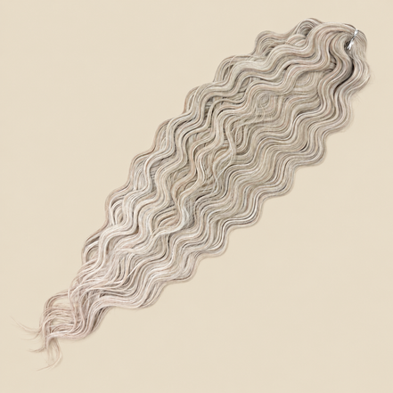 Lucy Golvend Invlechthaar 75 cm 100 g – asblond ombre (T16/56C) – De HaarBoetiek
