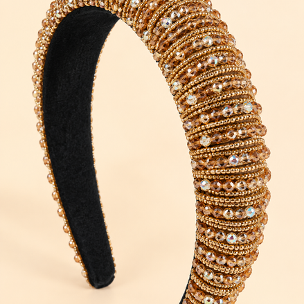 Luxe gouden haarband met kristallen en kralen