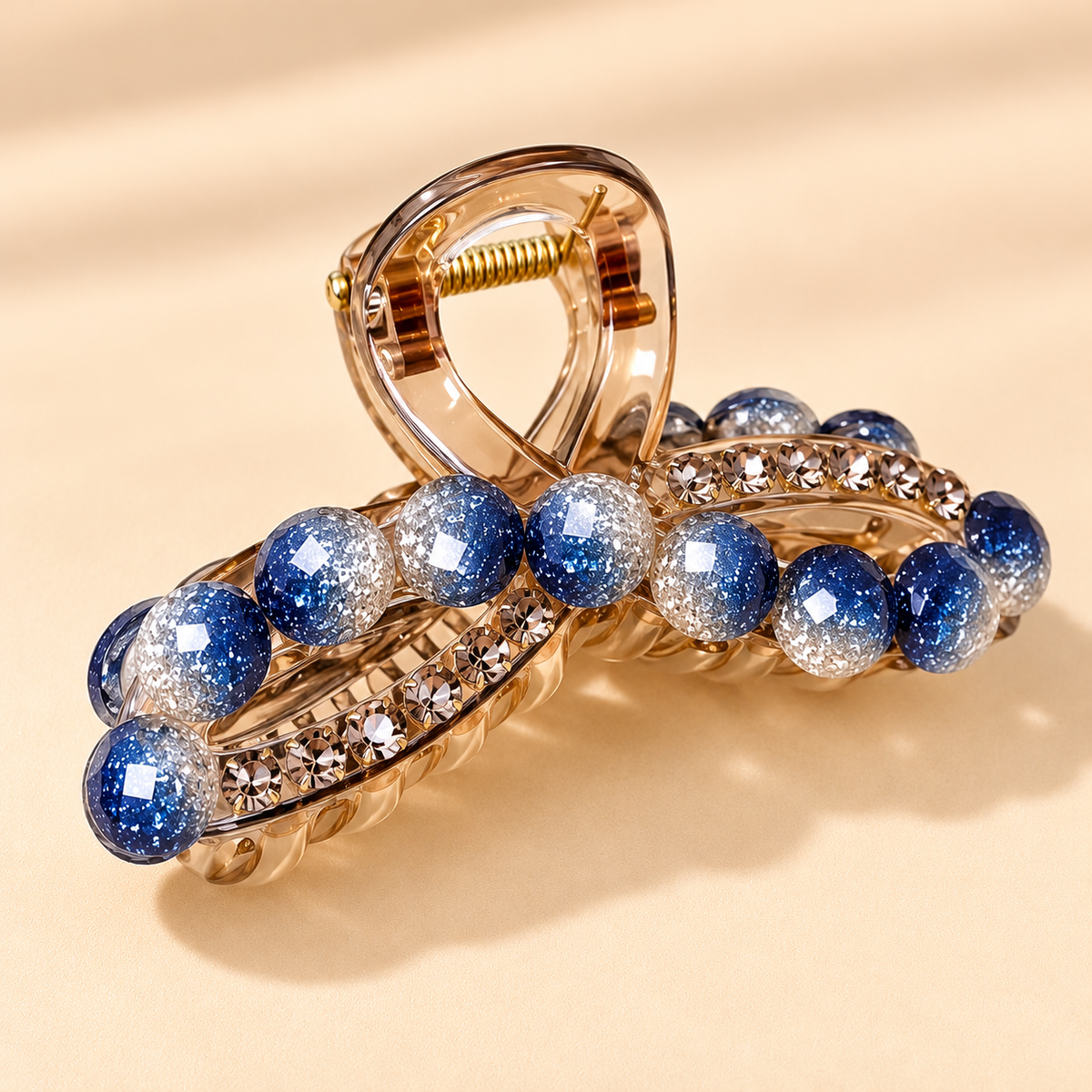 Luxe Haarklem Blauwe Glitterparels & Strass – Model 2 – De HaarBoetiek