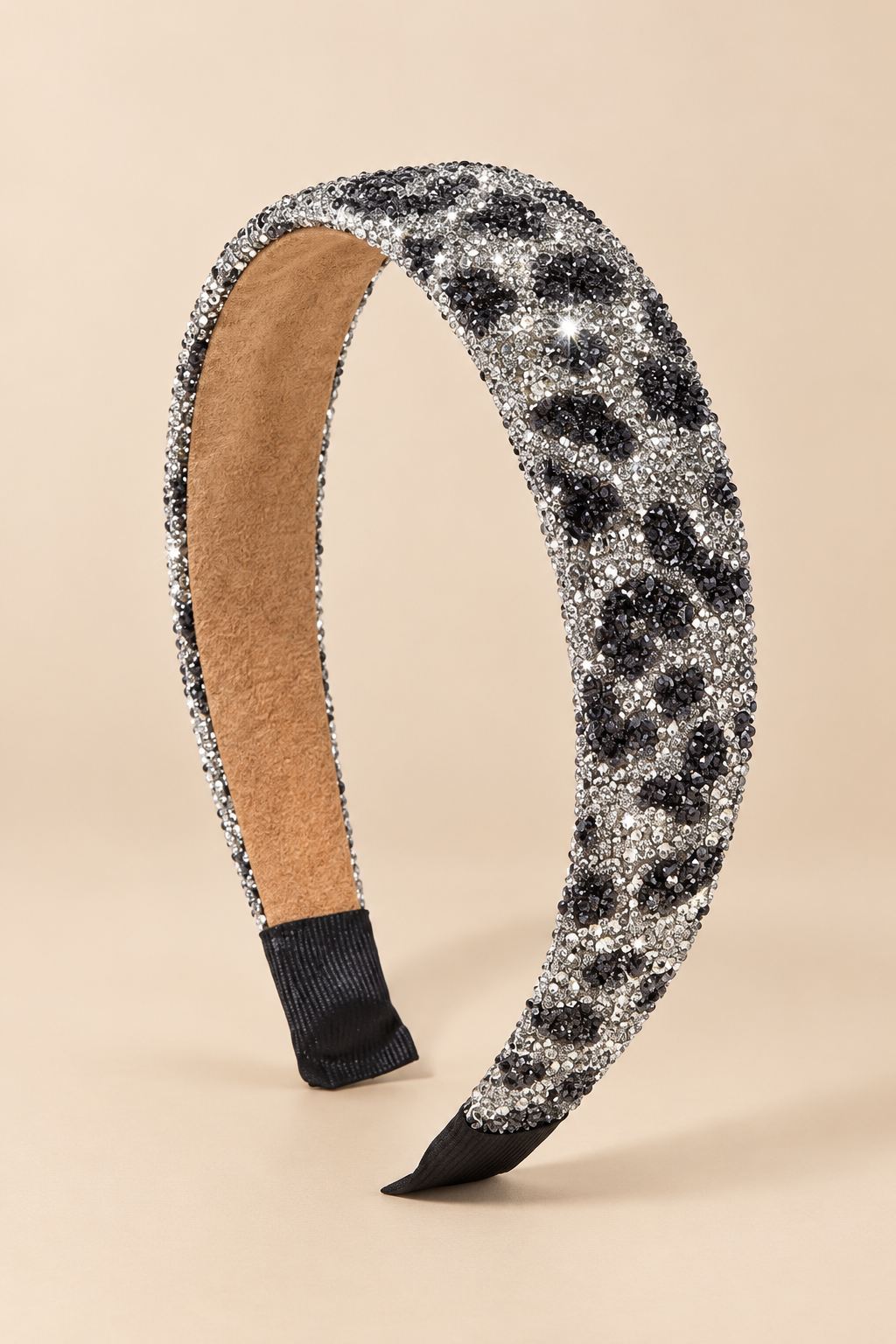Luxe strass haarband zilver zwart met sprankelende steentjes - De HaarBoetiek