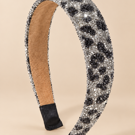 Luxe strass haarband zilver zwart met sprankelende steentjes - De HaarBoetiek