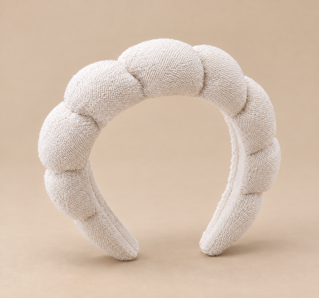 Witte zachte gewatteerde make-up haarband