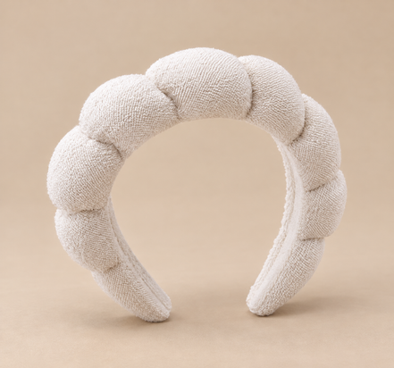 Witte zachte gewatteerde make-up haarband