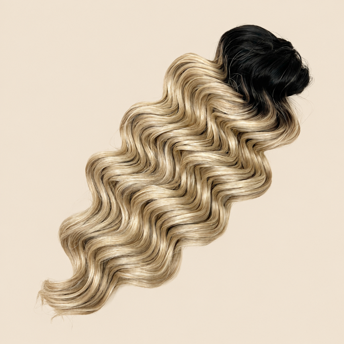 Manasi golvend invlechthaar 50 cm – 300 gram – TT4/24J op beige achtergrond