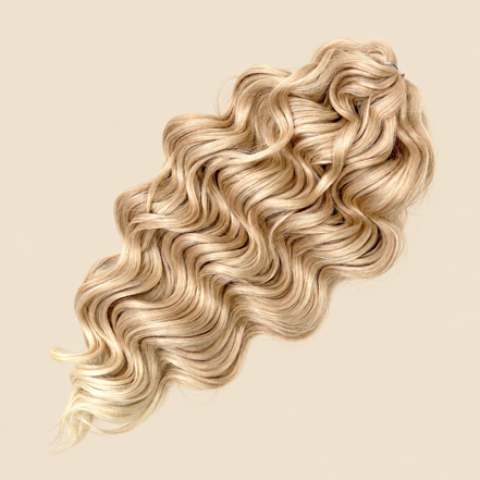 Manasi golvend invlechthaar 50 cm – 300 gram – T27/613 op beige achtergrond