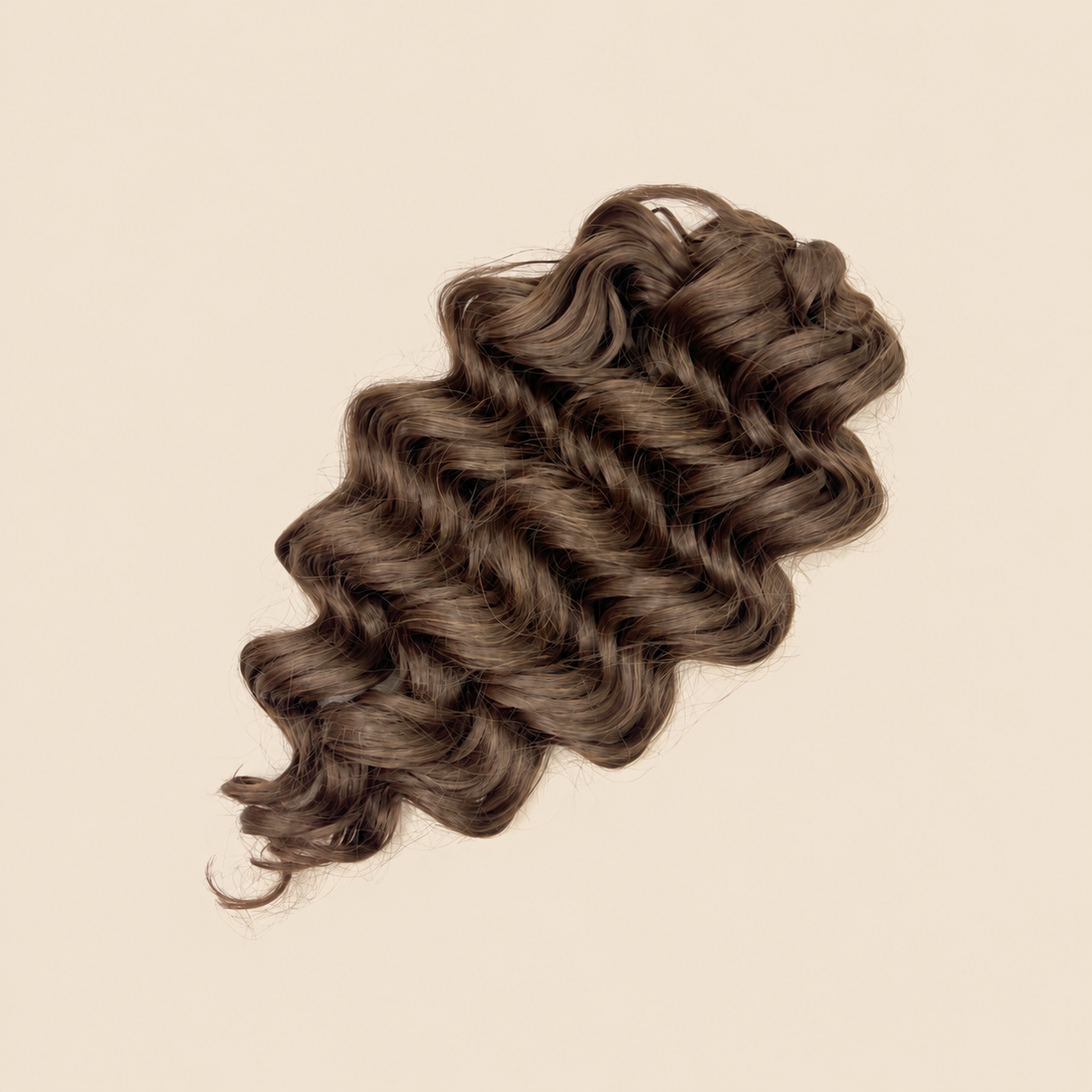 Manasi golvend invlechthaar 40 cm – 100 gram – Brown139 op beige achtergrond