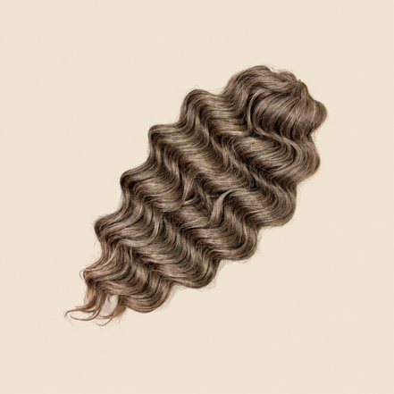 Manasi golvend invlechthaar 40 cm – 100 gram – T8/14A op beige achtergrond