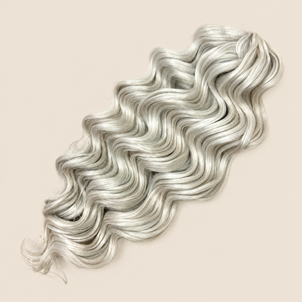Manasi Golvend Invlechthaar 50 cm 300 g – wit-zilver (1001B) – De HaarBoetiek