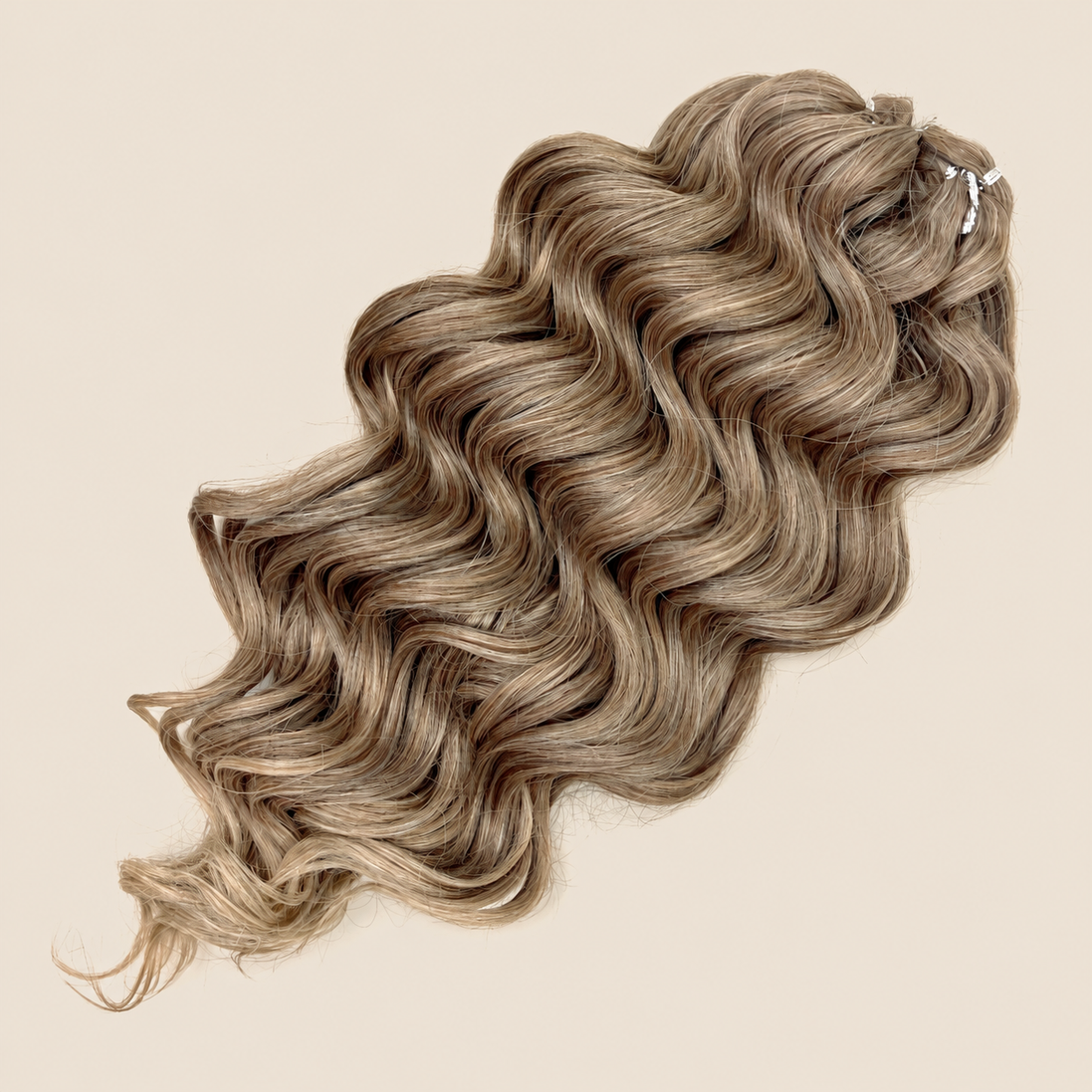 Manasi Golvend Invlechthaar 50 cm 100 g – bruin-beigeblond ombre (T042) – De HaarBoetiek