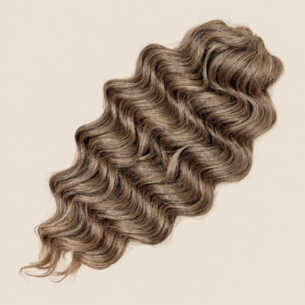Manasi Golvend Invlechthaar 50 cm 100 g – bruin-asblond ombre (T8/14A) – De HaarBoetiek