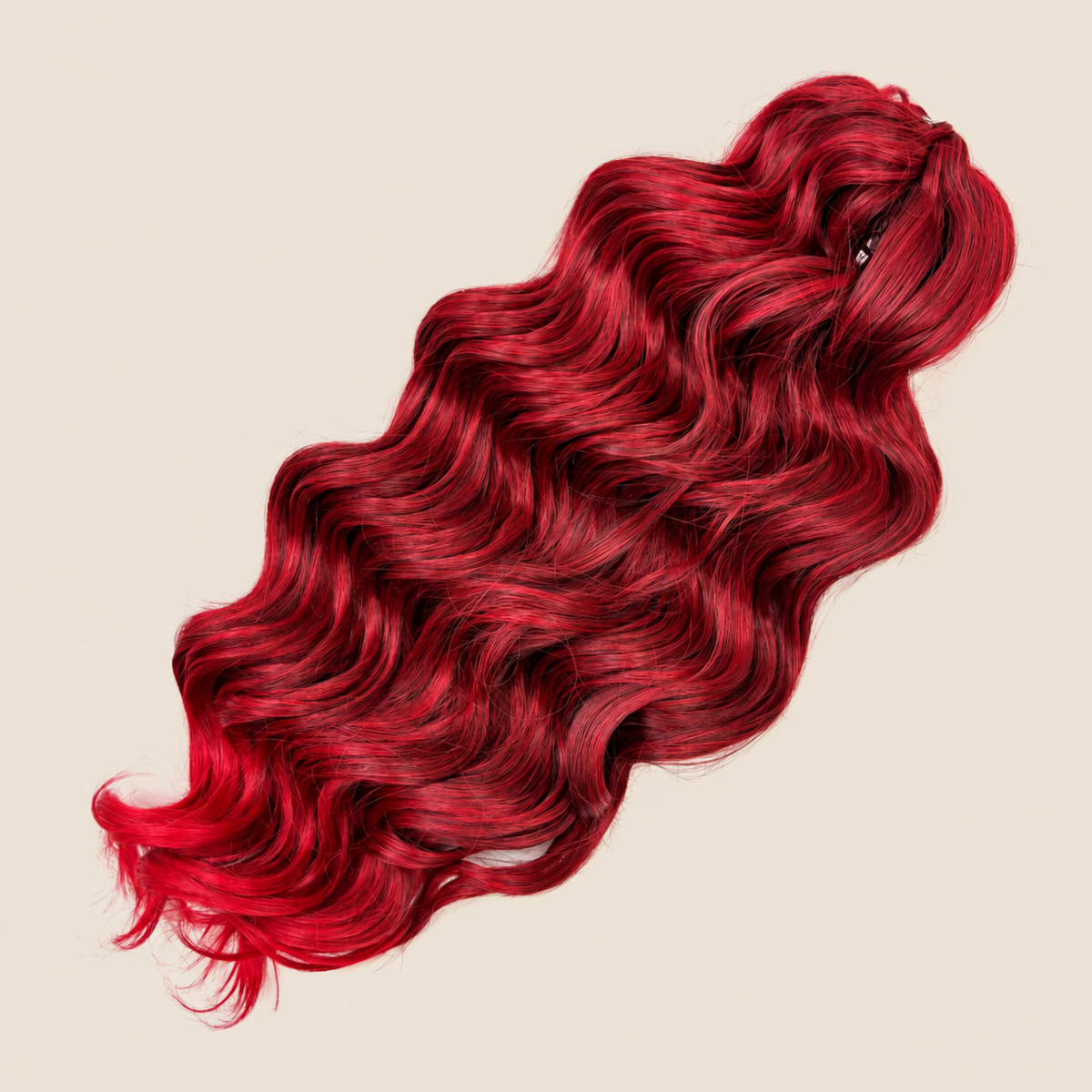Manasi golvend invlechthaar 50 cm – 300 gram – T1B/Red op beige achtergrond
