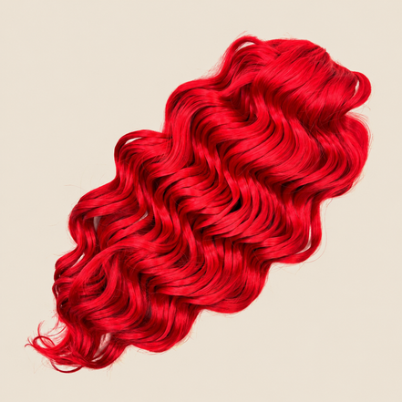 Manasi golvend invlechthaar 50 cm – 300 gram – Red op beige achtergrond