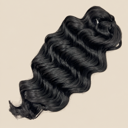 Manasi Golvend Invlechthaar 50 cm 300 g – natuurlijk zwart (1B) – De HaarBoetiek