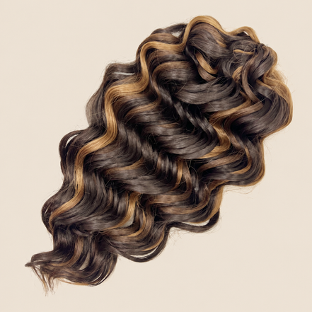 Manasi Golvend Invlechthaar 50 cm 300 g – bruin mix (P-Brown(159)) – De HaarBoetiek