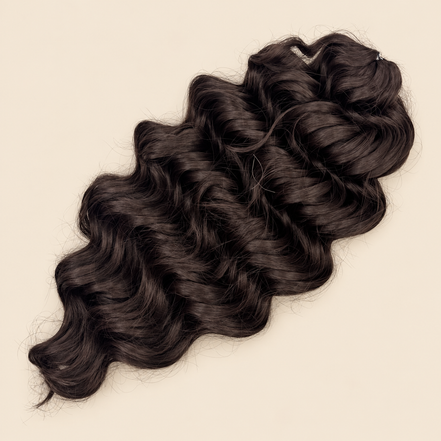 Manasi golvend invlechthaar 50 cm – 300 gram – 6C op beige achtergrond