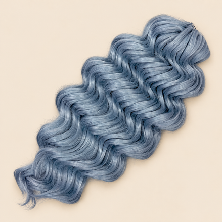 Manasi Golvend Invlechthaar 50 cm 300 g – blauwgrijs (GBlue11) – De HaarBoetiek