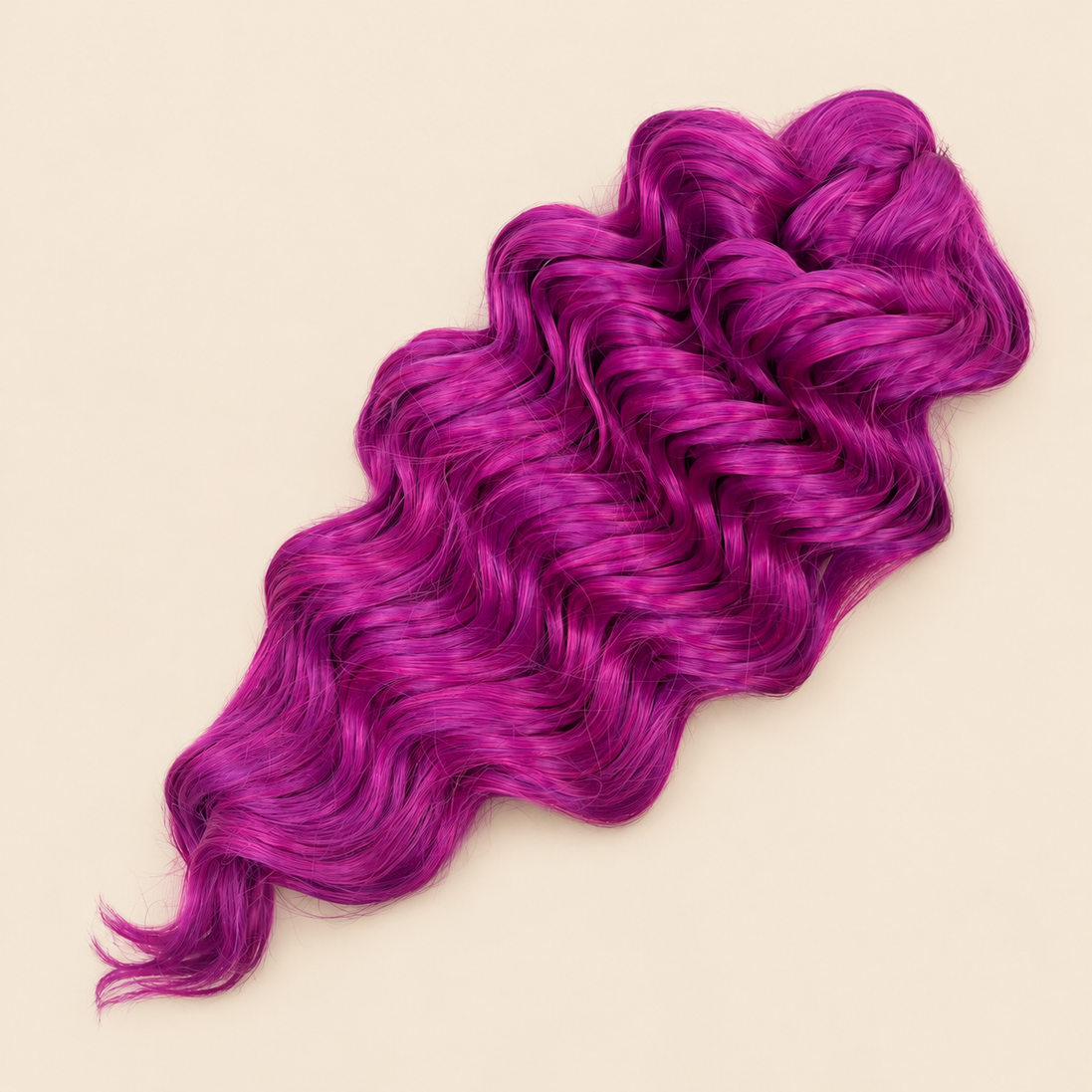Manasi golvend invlechthaar 50 cm – 100 gram – Pink2+F11 op beige achtergrond