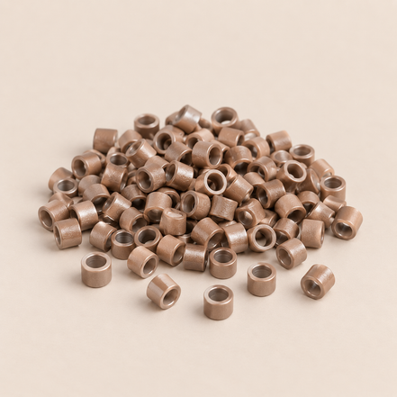Micro-ringen 4,5 mm aluminium recht zonder antislipgroef – lichtbruin – 100 stuks – De HaarBoetiek