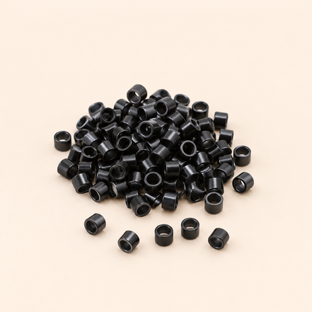 Micro-ringen 4,5 mm aluminium met antislipgroeven – zwart – 100 stuks – De HaarBoetiek