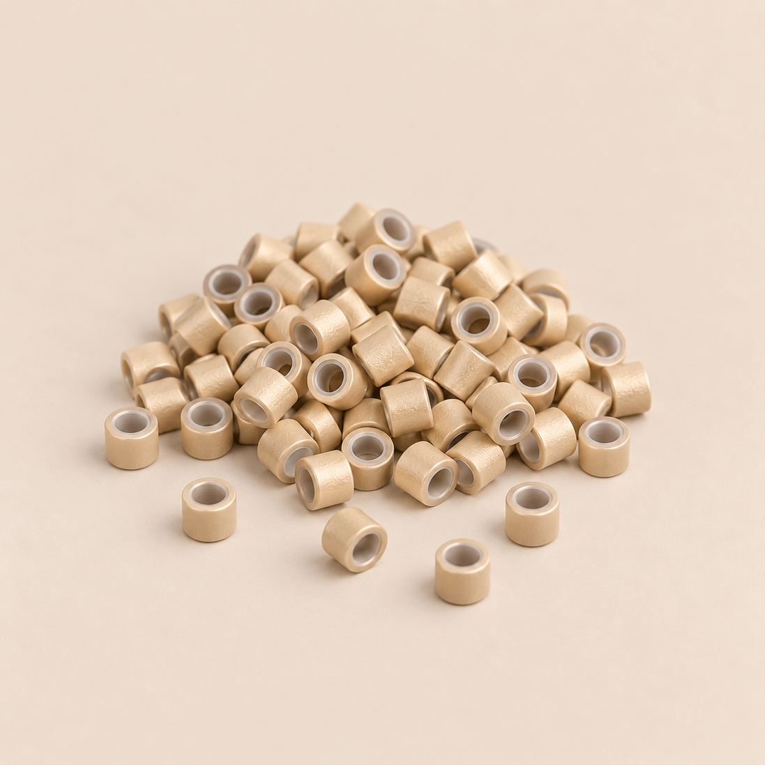 Micro-ringen 4,5 mm aluminium met siliconen binnenlaag – middenblond – 100 stuks – De HaarBoetiek
