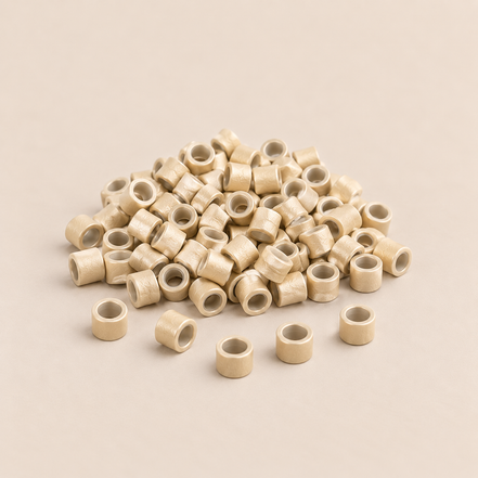 Micro-ringen 4,5 mm aluminium met siliconen binnenlaag – lichtblond – 100 stuks – De HaarBoetiek