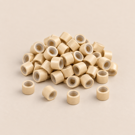 Micro-ringen 5,0 mm aluminium met siliconen binnenlaag – lichtblond – 100 stuks – De HaarBoetiek
