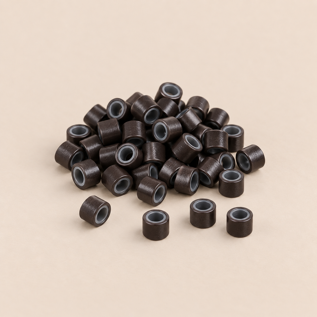 Micro-ringen 5,0 mm aluminium met siliconen binnenlaag – donkerbruin – 100 stuks – De HaarBoetiek