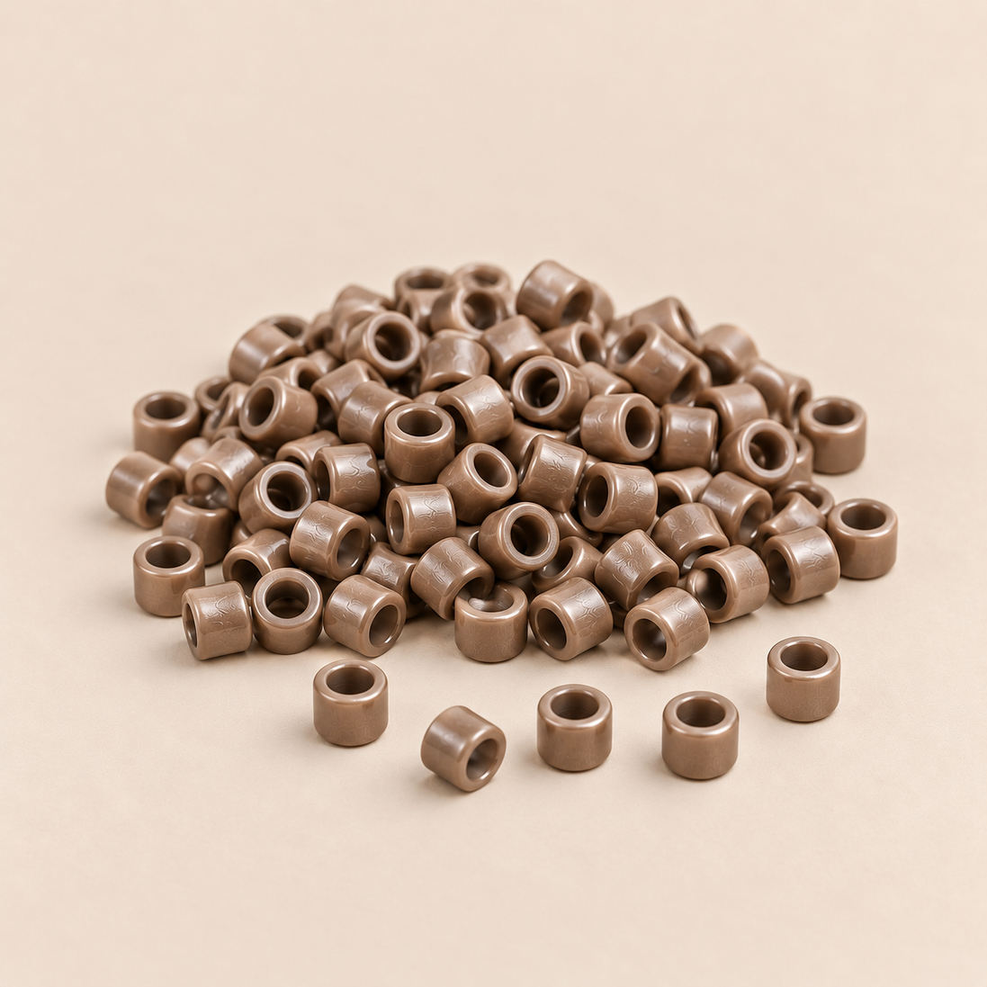 Micro-ringen 2,9 mm koper nano-mini recht zonder antislipgroef – lichtbruin – 100 stuks – De HaarBoetiek