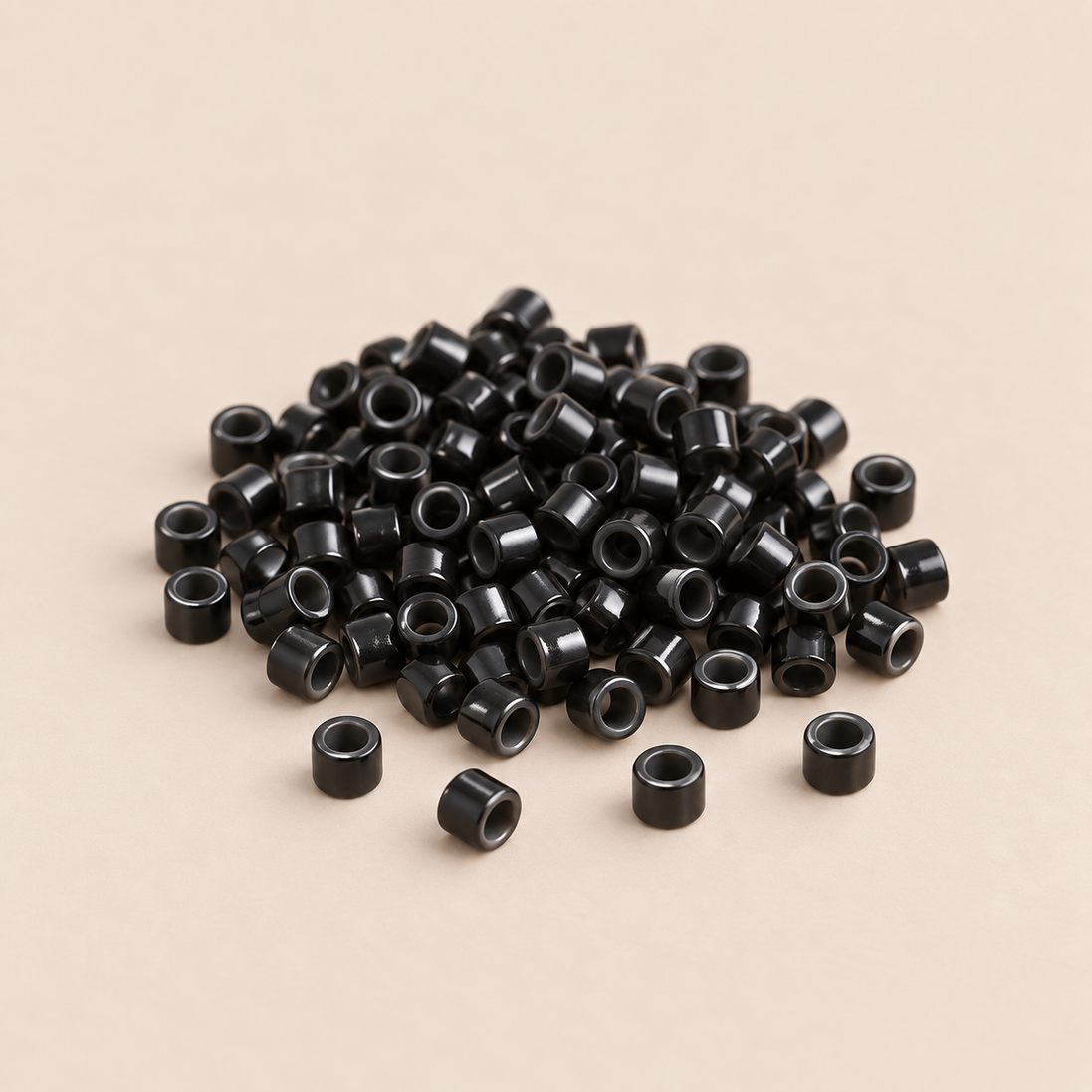 Micro-ringen 2,5 mm koper nano-mini recht zonder antislipgroef – zwart – 100 stuks – De HaarBoetiek