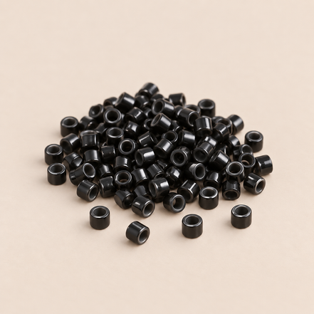 Micro-ringen 2,5 mm koper nano-mini recht zonder antislipgroef – zwart – 100 stuks – De HaarBoetiek