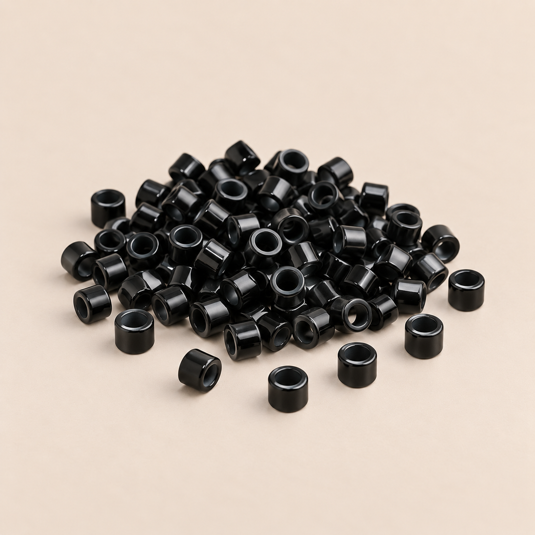 Micro-ringen 2,9 mm koper nano-mini recht zonder antislipgroef – zwart – 100 stuks – De HaarBoetiek