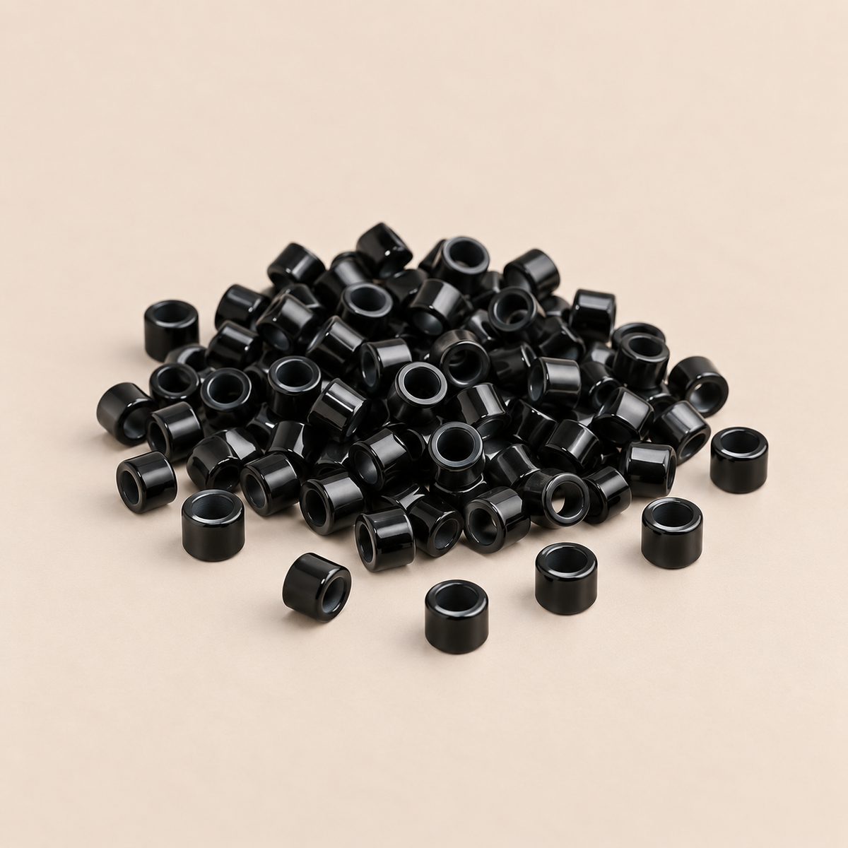Micro-ringen 2,9 mm koper nano-mini recht zonder antislipgroef – zwart – 100 stuks – De HaarBoetiek