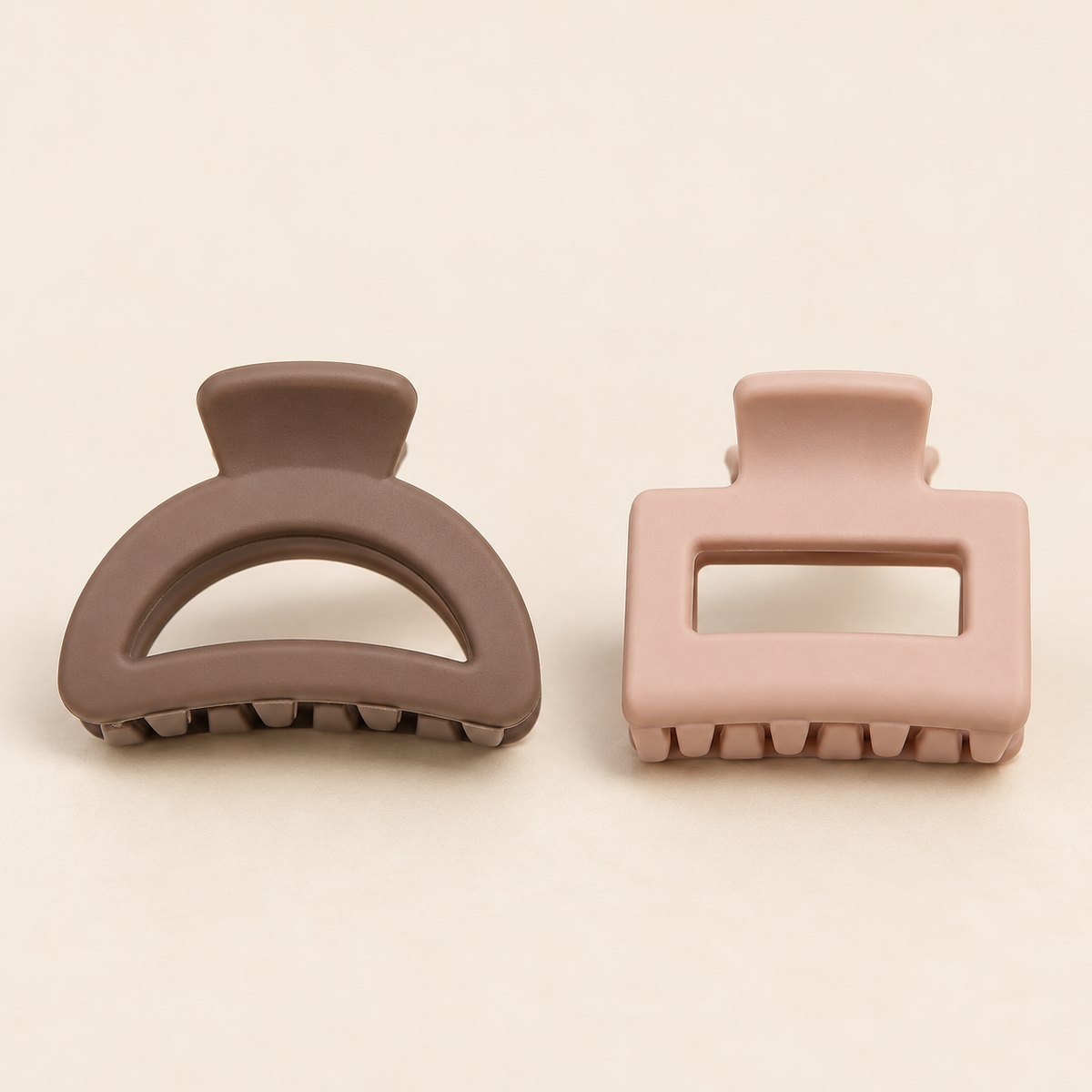 Mini Haarklem Duo – Taupe & Roze – 2 stuks – De HaarBoetiek