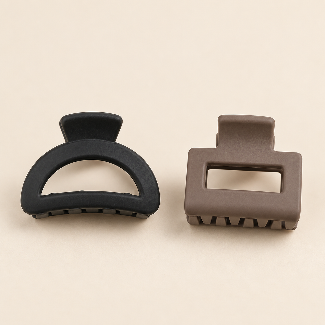 Mini Haarklem Duo – Zwart & Greige – 2 stuks – De HaarBoetiek