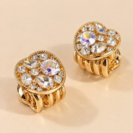Luxe Mini Haarklemmen Goud met Strass – Set van 2 – De HaarBoetiek