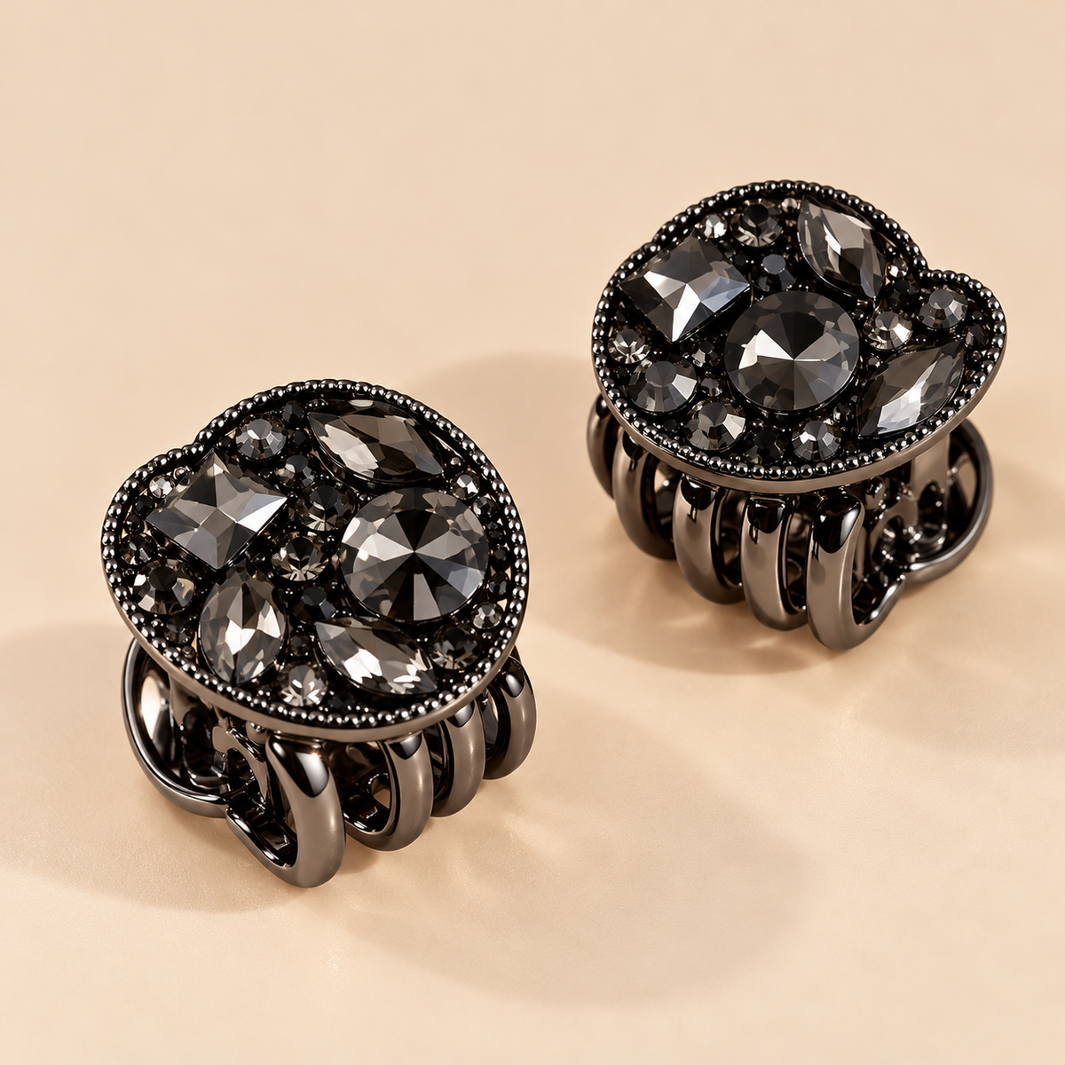 Luxe Mini Haarklemmen Zwart met Strass – Set van 2 – De HaarBoetiek