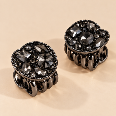 Luxe Mini Haarklemmen Zwart met Strass – Set van 2 – De HaarBoetiek