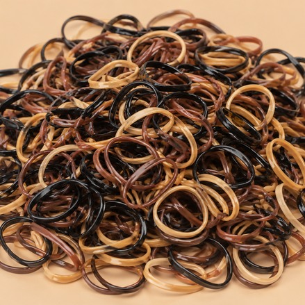 Mini haarelastiekjes Natural Mix 250 stuks in zwart bruin en caramel - De HaarBoetiek