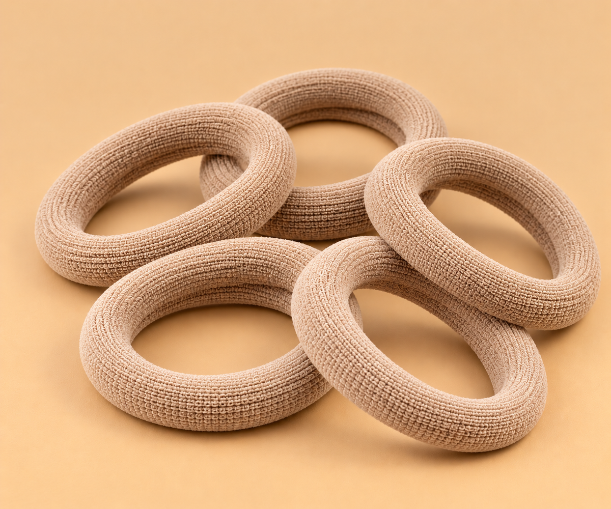 Naadloze Haarelastieken Beige – Set van 5 – De HaarBoetiek