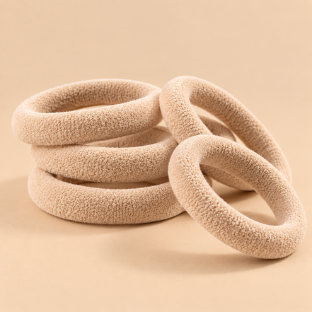 Naadloze Haarelastieken Beige – Set van 5 – De HaarBoetiek