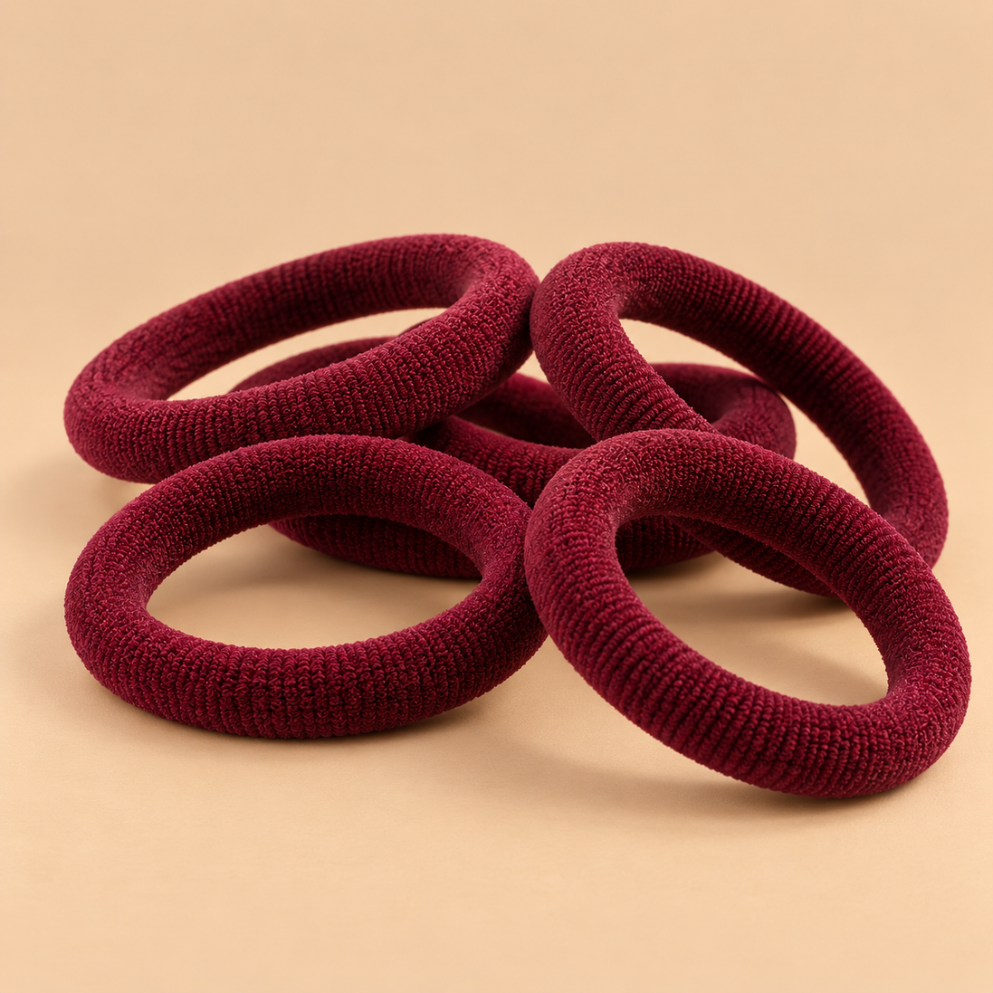 Naadloze Haarelastieken Bordeaux – Set van 5 – De HaarBoetiek