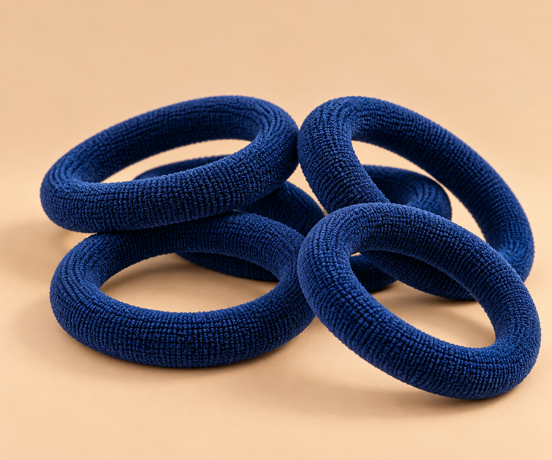 Naadloze Haarelastieken Marineblauw – Set van 5 – De HaarBoetiek