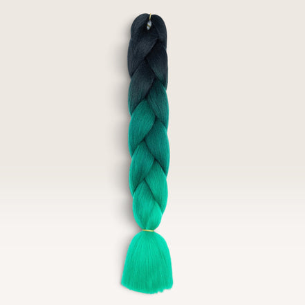 Ombre invlechthaar Zwart – Groen – Turquoise - De HaarBoetiek