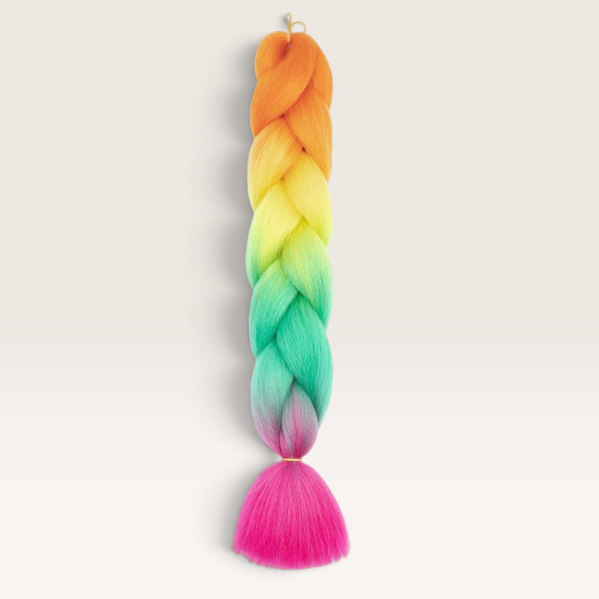 Ombre invlechthaar Regenboog Oranje – Geel – Mint – Roze - De HaarBoetiek